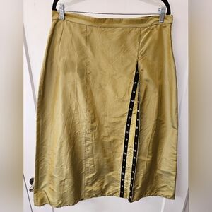 NWOT - Silk Taffeta Iridescent Green CoVelo Midi Skirt - Size 12